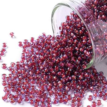 TOHO Round Seed Beads, Japanese Seed Beads, (304) Inside Color Light Sapphire/Hyacinth Lined, 11/0, 2.2mm, Hole: 0.8mm, about 5555pcs/50g