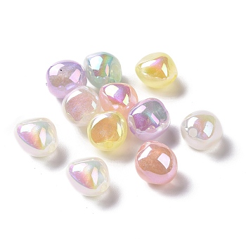 UV Plating Rainbow Iridescent ABS Plastic Glitter Beads, Nuggets, Mixed Color, 14x13.5x13mm, Hole: 2mm