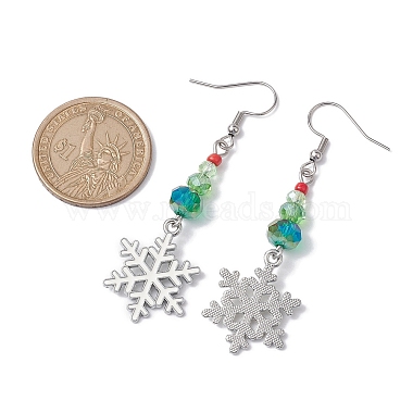 Pendientes colgantes de cristal con tema navideño.(EJEW-TA00476)-3