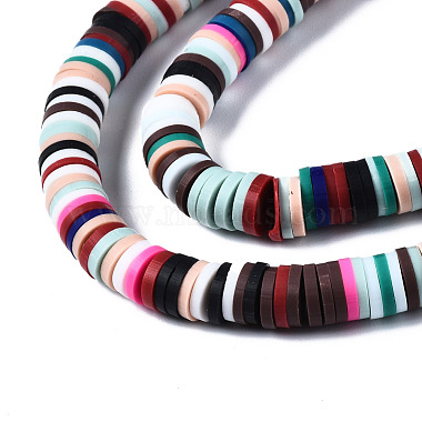 Flat Round Eco-Friendly Handmade Polymer Clay Bead Spacers(CLAY-R067-4.0mm-M2)-3