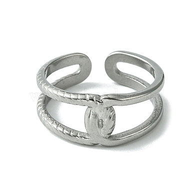 Non-Tarnish 304 Stainless Steel Open Cuff Ring(RJEW-L110-024P)-2