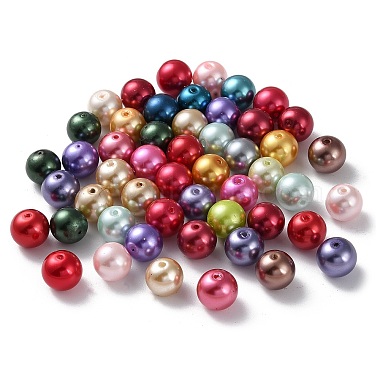 Backen gemalt pearlized Glasperlen runden Perle Stränge(HY-Q004-12mm-M)-4