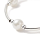Glass Pearl & Synthetic Hematite & Brass Tube Beaded Stretch Bracelet for Women(BJEW-JB09264)-4