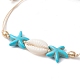 Synthetic Turquoise & Cowrie Shell Braided Starfish & Shell Shape Bead Bracelets for Women(BJEW-JB10197-02)-3