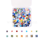 2 Styles Handmade Millefiori Glass Beads, Cube, Mixed Color, 4x4x4mm, Hole: 1mm, about 170pcs/box(LK-CJ0001-06)