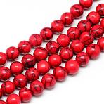 Dyed Synthetic Turquoise Bead Strands, Round, 10mm, Hole: 2mm, about 42pcs/strand, 14.96 inch(G-T053-10mm-03)