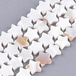 Freshwater Shell Beads Strands, Star, Creamy White, 9.5x10x3mm, Hole: 1mm, about 40pcs/strand, 13.39 inch(SHEL-Q021-07)