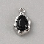 Alloy Pendants, with Plastic, Platinum, Teardrop, 15x10x5mm, Hole: 1.5mm(PALLOY-WH0108-07A-P)