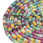 2 Strands Natural White Jade Beads Strands, Frosted, Disc Beads, Heishi Beads, Dyed, Mixed Color, 4~4.5x2~2.5mm, Hole: 1mm, about 155~157pcs/strand, 15.24 inch(38.7cm)(G-PA0001-51)
