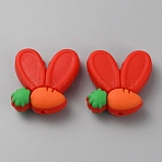 Rabbit Ears with Carrot Food Grade Eco-Friendly Silicone Focal Beads, Red, 27x25.5x10mm, Hole: 3mm(SIL-SZC0003-05A)