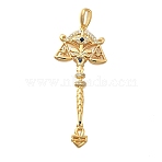 Brass Micro Pave Cubic Zirconia Big Pendants, Wand with Constellation Theme Charms, Long-Lasting Plated, Nickel Free, Real 18K Gold Plated, Libra, 47.5x20x3.5mm, Hole: 6.5x3mm(X1-KK-B147-04G-12)