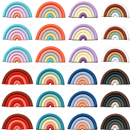 CHGCRAFT 24Pcs 8 Colors Handmade Polymer Clay Rainbow Cabochons, Half Round/Semi Circle, Mixed Color, 21.5x41.5~43x3.5~4mm, 3pcs/color(CLAY-CA0001-19)