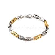 304 Stainless Steel Link Chain Bracelets, with 201 Stainless Steeel Findings, Golden & Stainless Steel Color, 8-3/4 inch(22.2cm)(BJEW-B078-112GP)