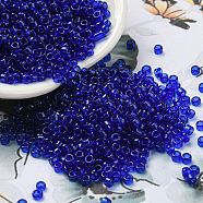 Transparent Colours Glass Seed Beads, Cylinder, Medium Blue, 2.5x1.7mm, Hole: 1.2mm(SEED-S042-11A-06)