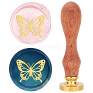 Brass Wax Seal Stamp with Rosewood Handle, for DIY Scrapbooking, Butterfly Pattern, 25mm(AJEW-WH0412-0023)