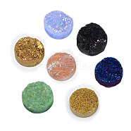 Electroplate Natural Druzy Crystal Cabochons, Flat Round, Dyed, Mixed Color, 8x3~6mm(G-L047-8mm-M)