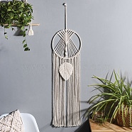 Woven Net/Web with Leaf Macrame Cotton Wall Hanging Decorations, for Garden, Wedding, Lighting Ornament, Leaf Pattern, 25mm(PW23021574628)