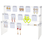 3-Tier Assembled Acrylic Earring Display Stands, Earring Organizer Holder Riser, with 21Pcs Display Cards, Clear, Finished Product: 10.5x31x23.5cm, about 62pcs/set(EDIS-WH0006-53)