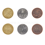 6Pcs 3 Colors Tibetan Style Alloy Challenge Coins, YES/NO Decision Maker Coin, Sun & Moon & Skull Pattern Retro Commemorative Coin, Mixed Color, 36x2mm, 2pcs/color(FIND-DC0003-12)