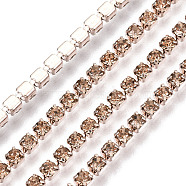Electrophoresis Iron Rhinestone Strass Chains, Rhinestone Cup Chains, with Spool, Light Peach, SS8.5, 2.4~2.5mm, about 10yards/roll(CHC-Q009-SS8.5-B18)