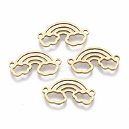 201 Stainless Steel Links connectors, Laser Cut Links, Rainbow, Golden, 10x19x1mm, Hole: 1.4mm(STAS-R104-051G)