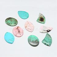 Natural & Synthetic Turquoise Pendants, Mixed Shape, Dyed, Mixed Color, 44~57.5x35~45x5.5~7mm, Hole: 2mm(G-T051-10)