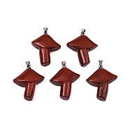 Natural Red Obsidian Pendants, with Stainless Steel Snap On Bails, Mushroom, Stainless Steel Color, 27.5~28.5x23~25x9.5~10.5mm, Hole: 3x5mm(G-R480-02M)