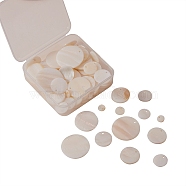 Flat Round Natural Sea Shell Pendants, Seashell Color, 80pcs/box(SSHEL-CJ0001-05)