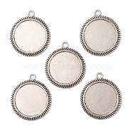 Tibetan Style Alloy Flat Round Pendant Cabochon Settings, Cadmium Free & Lead Free, Antique Silver, Tray: 25mm, 37x32x3mm, Hole: 2.5mm about 142pcs/1000g(TIBEP-M022-54AS)