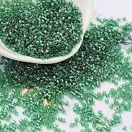 Transparent Colours Luster Glass Seed Beads, Cylinder, Medium Sea Green, 2x2mm, Hole: 1mm(SEED-S042-17B-01)