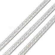 304 Stainless Steel Herringbone Chains, Soldered, with Spool, Stainless Steel Color, 6x1mm(CHS-E030-03P)