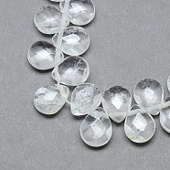 Natural Quartz Crystal Beads Strands, Rock Crystal, Top Drilled Beads, Faceted, Teardrop, 12x9~10x6mm, Hole: 1mm, about 30pcs/strand, 11.81 inch(X-G-T006-15)