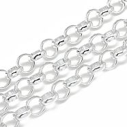 Unwelded Aluminum Rolo Chains, Belcher Chain, Gainsboro, 10x3.2mm(X-CHA-S001-078)