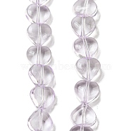 Baking Paint Transparent Glass Beads Strands, Heart, Lilac, 8x8x4.5mm, Hole: 0.8mm, about 99~100pcs/strand, 29.13~29.53 inch(74~75cm)(DGLA-A08-T8mm-KD08)