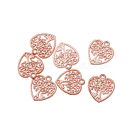 Alloy Pendants, Heart, Rose Gold, 17x18mm, Hole: 2mm(HEAR-PW0001-059RG)