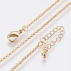 Long-Lasting Plated Brass Cable Chain Necklaces, with Lobster Claw Clasp, Nickel Free, Real 18K Gold Plated, 18.1 inch (46cm), 1.6mm(X-NJEW-K112-10G-NF)
