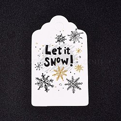 Paper Gift Tags, Hange Tags, For Arts and Crafts, For Christmas, with Word Let it Snow & Snowflake Pattern, White, 50x30x0.3mm, Hole: 5mm(CDIS-L003-E02-A)