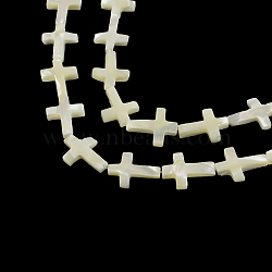 Cross Natural Trochid Shell/Trochus Shell Beads Strands, 18x13~14x3.5mm, Hole: 1mm, about 22pcs/strand, 15.7 inch(SSHEL-F290-16)