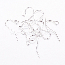 Iron Earring Hooks, Ear Wire, with Horizontal Loop, Silver Color Plated, Lead Free and Nickel Free, Size: about 17mm long, 12mm wide(J079F-S)