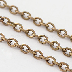 Iron Cable Chains, Unwelded, with Spool, Oval, Lead Free and Nickel Free, Antique Bronze Color, 3x2x0.5mm, about 32.8 Feet(10m)/roll(X-CH-S079-AB-FF)