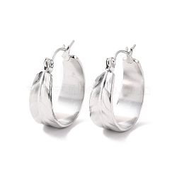 304 Stainless Steel Leaf Thick Hoop Earrings for Women, Stainless Steel Color, 20.5x19.5x8mm, Pin: 0.5mm(EJEW-P198-02P)