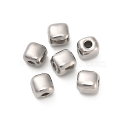 304 Stainless Steel Beads, Cube, Stainless Steel Color, 4.5x4x3.8mm, Hole: 1.2mm(STAS-D204-10P)