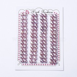 Natural Cultured Freshwater Pearl Beads, Half Drilled, Round, Thistle, 6~6.5x6~7mm, Hole: 0.8mm(PEAR-I004E-03)