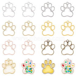 6 Colors Alloy Open Back Bezel Pendants, For DIY UV Resin, Epoxy Resin, Pressed Flower Jewelry, Dog Paw, Mixed Color, 32x29mm, 6 colors, 4pcs/color, 24pcs/box(PALLOY-OC0002-05-RS)