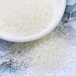 MIYUKI Round Rocailles Beads, Japanese Seed Beads, 11/0, (RR1920) Semi-Frosted White Lined Crystal, 2x1.3mm, Hole: 0.8mm, about 1111pcs/10g(X-SEED-G007-RR1920)