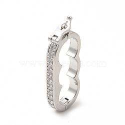 Rack Plating Brass Micro Pave Clear Cubic Zirconia Peanut Twister Clasps, Cadmium Free & Lead Free, for 3-Strand Pearl Bracelet Making Finding Clasps, Platinum, 25x10.5x3mm(KK-G458-03P)
