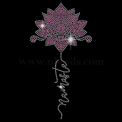 Glass Hotfix Rhinestone, Iron on Appliques, Costume Accessories, for Clothes, Bags, Lotus, Flower, 297x210mm(DIY-WH0303-156)