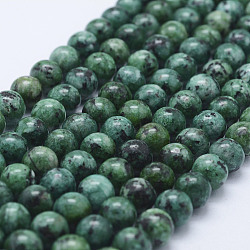 Natural Larvikite Beads Strands, Dyed, Round, Dark Green, 8~8.5mm, Hole: 1mm, about 47~49pcs/strand, 14.5 inch~14.9 inch(37~38cm)(G-E443-A15)