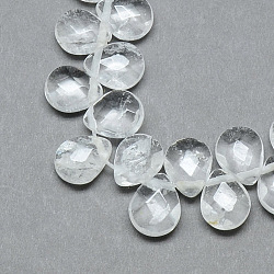 Natural Crystal Gemstone Beads Strands, Top Drilled Beads, Faceted, Teardrop, 12x9~10x6mm, Hole: 1mm, about 30pcs/strand, 11.81 inch(X-G-T006-15)