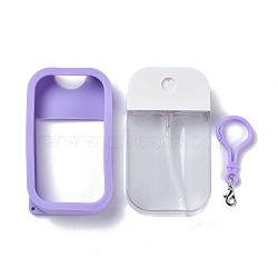 Empty Portable Plastic Spray Bottles, Refillable Bottles, Fine Mist Atomizer, with Silicone Case and Lobster Clasp, Rectangle, Lavender, 17x6.1cm, Capacity: 50ml(1.69 fl. oz)(MRMJ-Z001-01D)